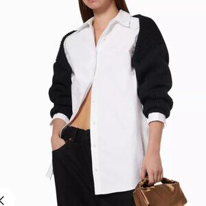 ALEXANDER WANG Women's Oxford Bilayer Button Down with Integral Shrug Size M